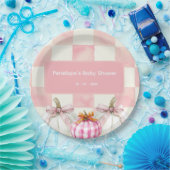 Assiettes En Carton Citrouille rose automne En vichy Baby shower fille (Fête)