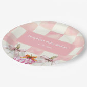 Assiettes En Carton Citrouille rose automne En vichy Baby shower fille (Angle)