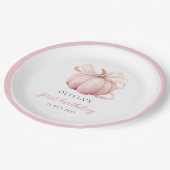 Assiettes En Carton Citrouille rose Bow 1er anniversaire (Angle)