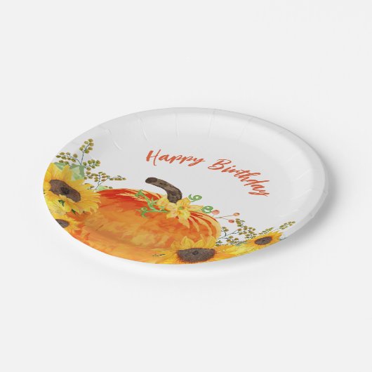 Assiettes En Carton Citrouille rustique automne anniversaire (Angle)