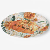 Assiettes En Carton Citrouille rustique Automne fleuri Baby shower d'a (Angle)
