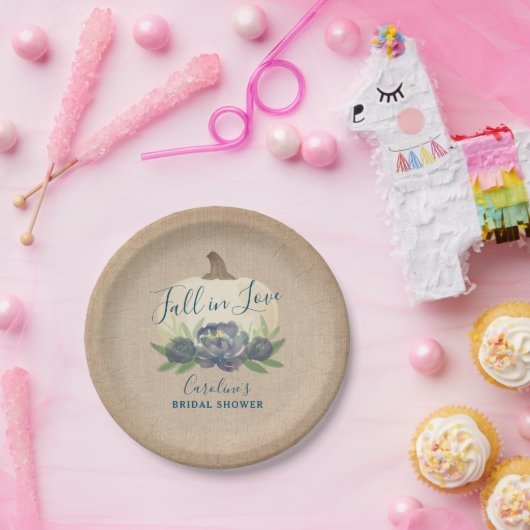 Assiettes En Carton Citrouille rustique Bleu Automne Fête des mariées  (Fête)