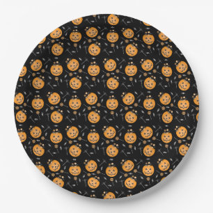 Assiettes En Carton Citrouille Trick Ou Treat Bucket Halloween Candy