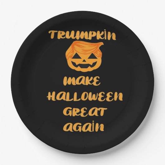 Assiettes En Carton Citrouille Trumpkin Halloween Design - Funny Autom (Devant)