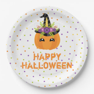 Assiettes En Carton Citrouille Unicorn Happy Halloween Plaques de papi