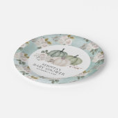 Assiettes En Carton Citrouille vert Sage Baby shower d'automne Floral (Angle)