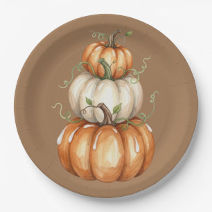 Assiettes En Carton Citrouilles aquarelle de Thanksgiving