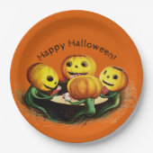 Assiettes En Carton Citrouilles aux cartes Plaque papier Halloween (Devant)