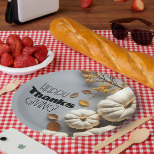 Assiettes En Carton Citrouilles blancs du bon thanksgiving