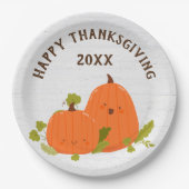 Assiettes En Carton Citrouilles bons thanksgivings Sur Bois (Devant)