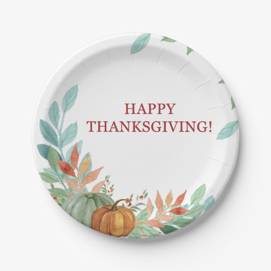 Assiettes En Carton Citrouilles d'aquarelle (Devant)