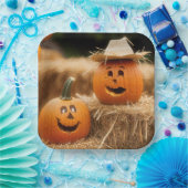 Assiettes En Carton Citrouilles d'automne sur Hay Bales (Fête)