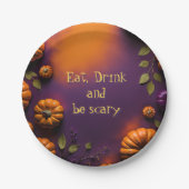 Assiettes En Carton Citrouilles d'Halloween (Devant)