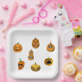 Assiettes En Carton Citrouilles d'Halloween. (Fête)