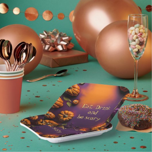 Assiettes En Carton Citrouilles d'Halloween (Multi)