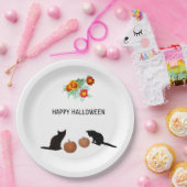 Assiettes En Carton Citrouilles d'Halloween, Chats noirs, Marigolds (Fête)