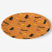 Assiettes En Carton Citrouilles d'Halloween, chauves-souris et chats e (Angle)