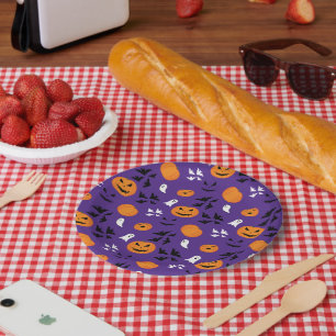 Assiettes En Carton Citrouilles d'Halloween fantômes chauves-souris am