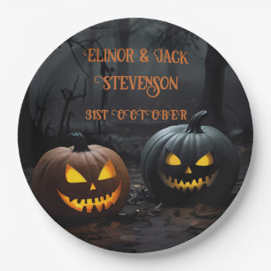 Assiettes En Carton Citrouilles d'Halloween festifs et motifs floraux