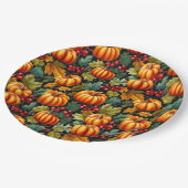 Assiettes En Carton Citrouilles en Feuille avec baies (Angle)