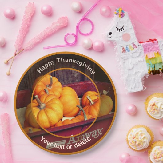 Assiettes En Carton Citrouilles en Wagon Personnalisé Automne Thanksgi (Fête)
