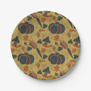 Assiettes En Carton Citrouilles et carottes motif sans soudure