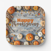Assiettes En Carton Citrouilles et Feuilles d'automne sur Wood Thanksg (Recto)