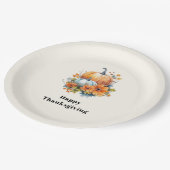 Assiettes En Carton Citrouilles et fleurs d'automne Thanksgiving (Angle)