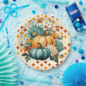 Assiettes En Carton Citrouilles turquoises (Fête)