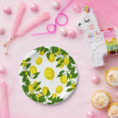 Assiettes En Carton Citrus Citron jaune Vert Feuilles de mariage (Fête)