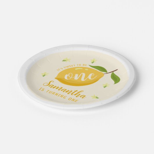 Assiettes En Carton Citrus citron mignonne 1er anniversaire (Angle)