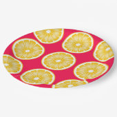 Assiettes En Carton Citrus Citron tranche Hot rose et jaune (Angle)