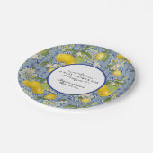 Assiettes En Carton Citrus floral citron Baby shower bleu blanc (Angle)