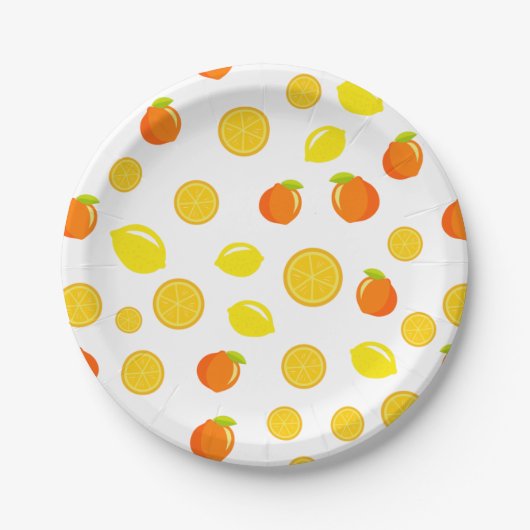 Assiettes En Carton Citrus joyeux : Citrons et oranges (Devant)