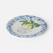 Assiettes En Carton Citrus Lemon Floral Folio Bleu Blanc Fiançailles (Angle)