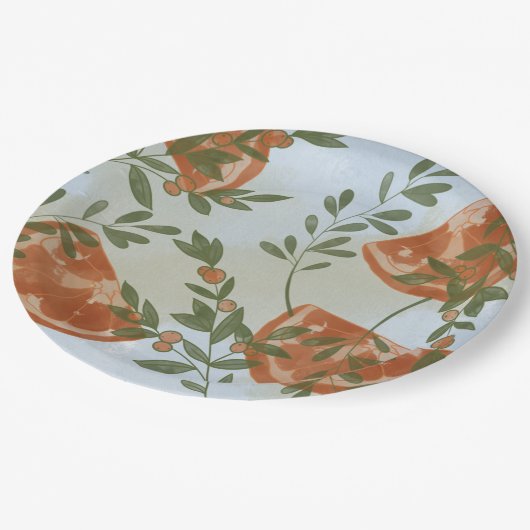 Assiettes En Carton Citrus orange et verdure (Angle)