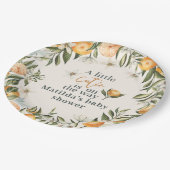 Assiettes En Carton Citrus, orange + fleur bébé shower mignonne (Angle)