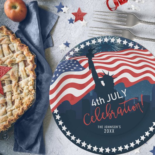 Assiettes En Carton City Skyline Independence Day Celebration ID658