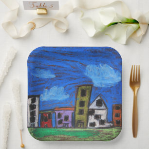 Assiettes En Carton Cityscape
