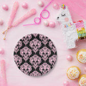 Assiettes En Carton Clair rose et noir Damask Chic Elegant Party (Fête)