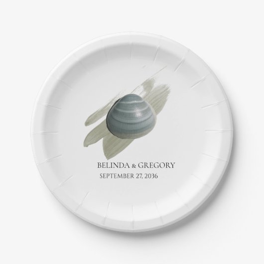 Assiettes En Carton Clam Mariage d'aquarelle (Devant)