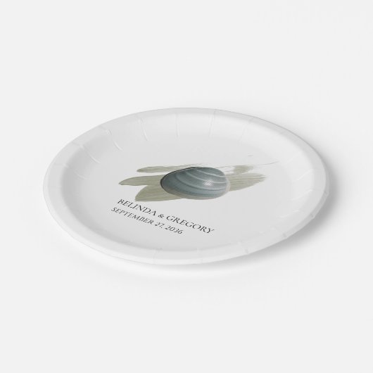 Assiettes En Carton Clam Mariage d'aquarelle (Angle)