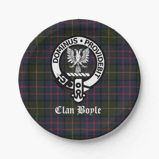 Assiettes En Carton Clan Boyle Crest Badge et Tartan (Devant)