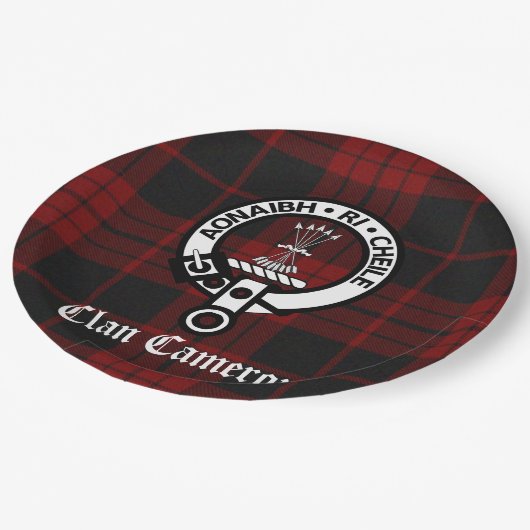 Assiettes En Carton Clan Cameron Crest Badge et Tartan (Angle)