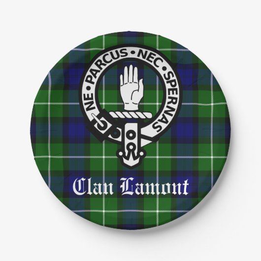 Assiettes En Carton Clan écossais Lamont Crest Badge et Tartan (Devant)