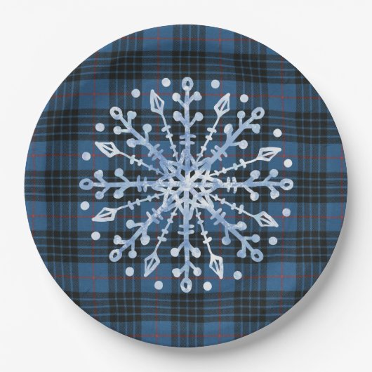 Assiettes En Carton Clan écossais Tartan MacKay Noël bleu (Devant)