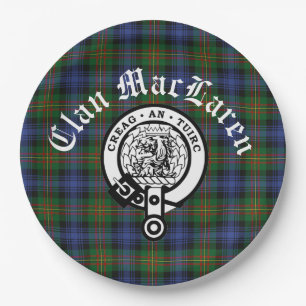 Assiettes En Carton Clan MacLaren Crest Badge & Tartan personnalisable