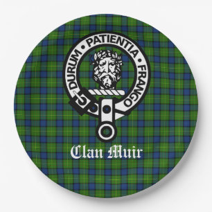 Assiettes En Carton Clan Muir Crest Badge et Tartan