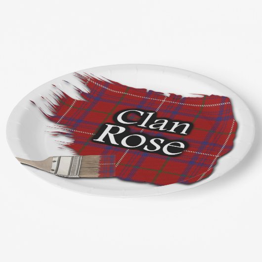 Assiettes En Carton Clan Rose écossais Tartan Paint Brush (Angle)