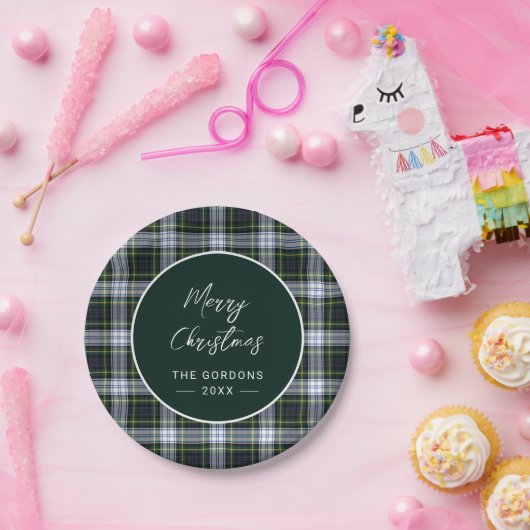 Assiettes En Carton Clan rustique à script vert plaid Gordon Tartan (Fête)